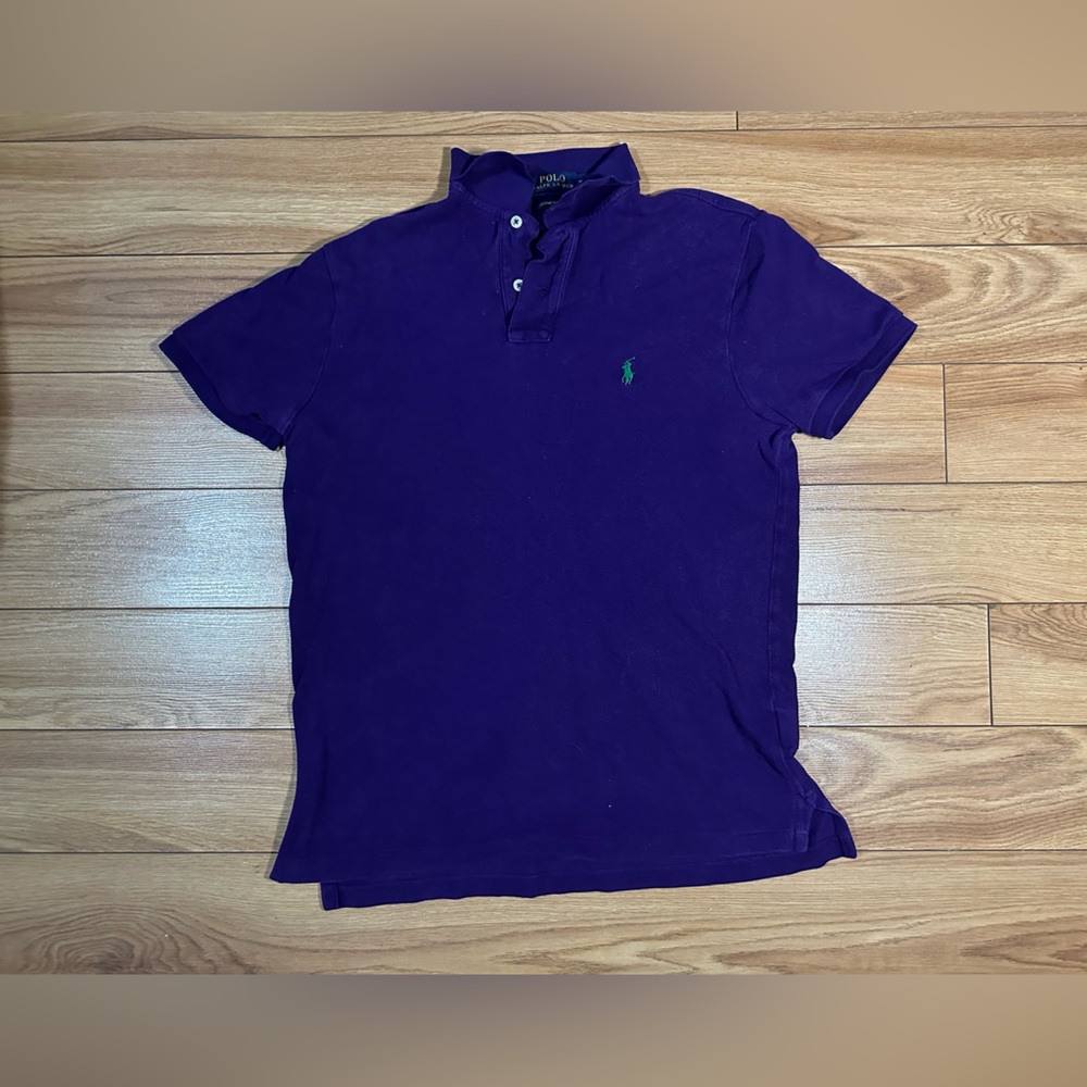 POLO RALPH LAUREN MESH POLO SHIRT - SLIM FIT - SIZE M - CHALET PURPLE & GREEN